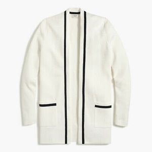 Tipped open-front cardigan sweater